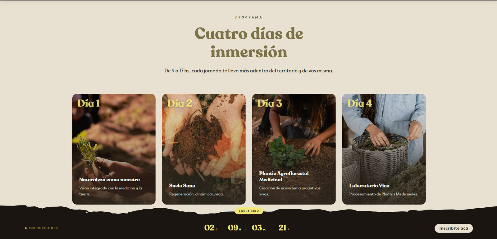 Programa de los 4 días con imagen y descripción por jornada