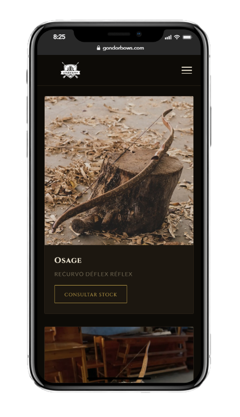 Captura — catálogo de arcos, grilla de productos